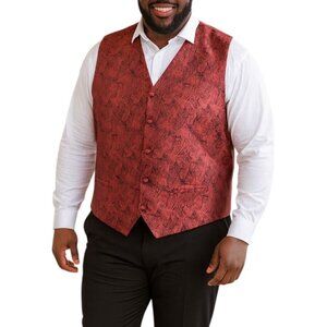Daniel Ellissa Size Large Vest Red Paisley Formal Sleek Adjustable Back Strap
